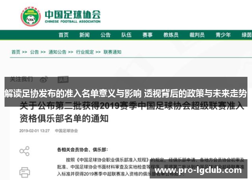 解读足协发布的准入名单意义与影响 透视背后的政策与未来走势